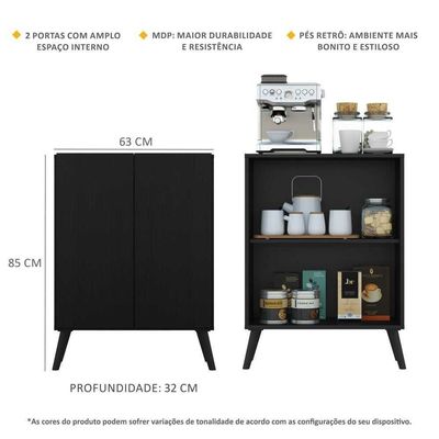 Aparador Buffet 2 Portas Multimóveis V3609 Preto