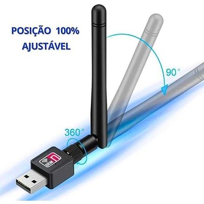 Adaptador Usb Wireless Wi-fi Band 1.800mbps Rede 2462mhz-2.0 Ethernet Com Antena Para Computador