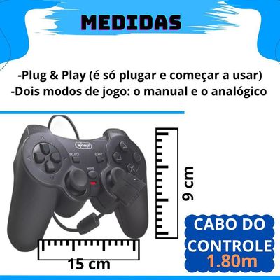 Kit 2 Controles Joystick Manete Ps2 Ps1 Plug And Play Dualshock Com Memory Card 8gb