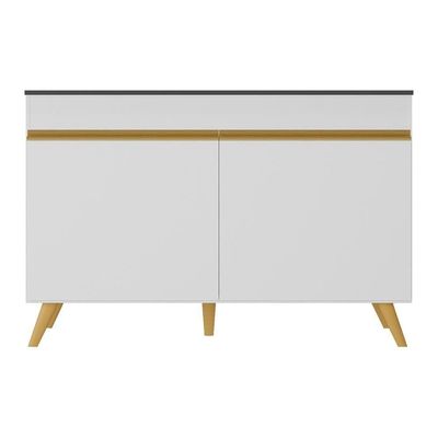 Balcão Cozinha Pia 120cm 2Portas Veneza V3738 Branco/dourado