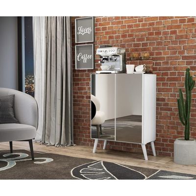 Aparador Buffet 2 Portas Retrô Vegas V3613 Branco Branco