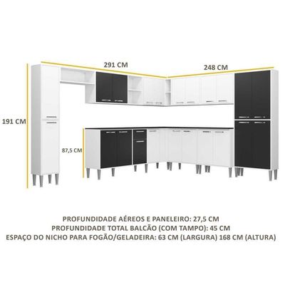 Armário De Cozinha Completa 11 Peças Xangai Pop Multimóveis