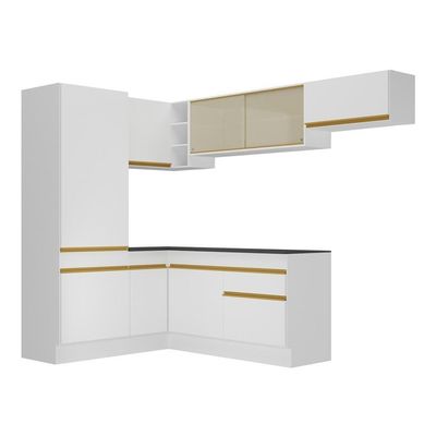 Armário De Cozinha Completa Canto Multimóveis Branco/dourado