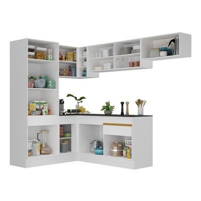 Armário De Cozinha Completa Canto Multimóveis Branco/dourado