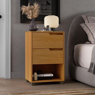Mesa De Cabeceira 45cm Com 2 Gavetas Multimóveis Cr35244 Nature