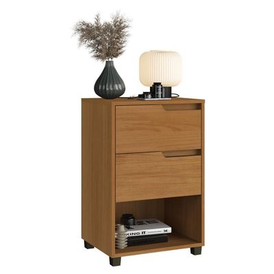 Mesa De Cabeceira 45cm Com 2 Gavetas Multimóveis Cr35244 Nature