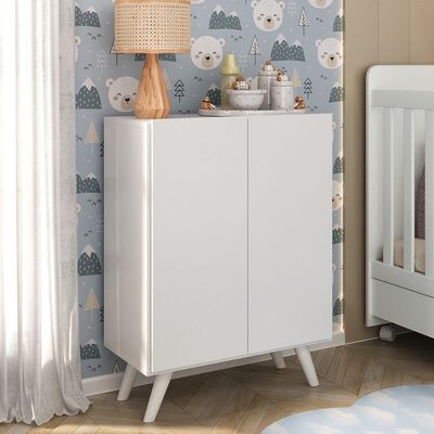 Armário Cômoda Infantil 2 Portas Retrô Multimóveis Mp4231 Branco Branco