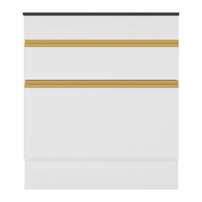 Balcão Cozinha Para Cooktop 70cm Com Rodapé 1 Porta 1 Gaveta Veneza Multimóveis V2118 Branco/dourado