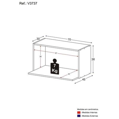 Armário De Cozinha Nicho Para Microondas 70 Cm Veneza Multimóveis V3737 Preto Preto