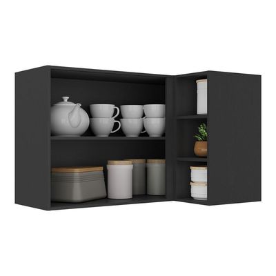 Armário De Cozinha Aéreo De Canto Veneza Multimóveis V3742 Preto/branco Preto/branco