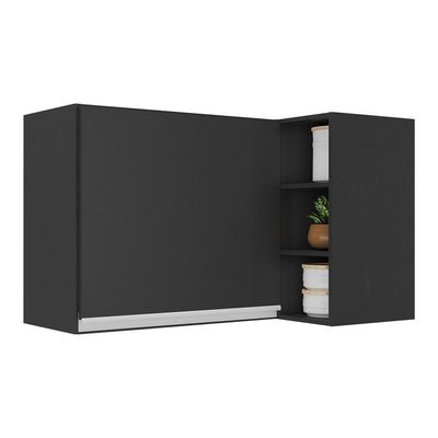 Armário De Cozinha Aéreo De Canto Veneza Multimóveis V3742 Preto/branco Preto/branco