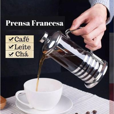 Cafeteira Prensa Francesa Café Leite Chá 350ml Inox - Mimo