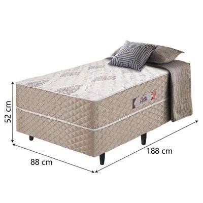 Cama Box Solteiro Conjugada Ortopédico Alpha Espuma 88x188x52cm Bege-Branco Hellen