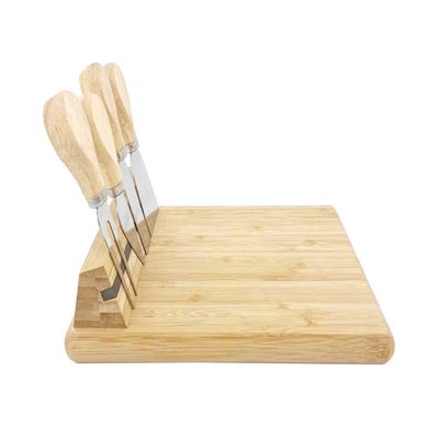 Tábua de Queijos Le Quadrada em Bambu com Suporte para Facas e 4 Espátulas
