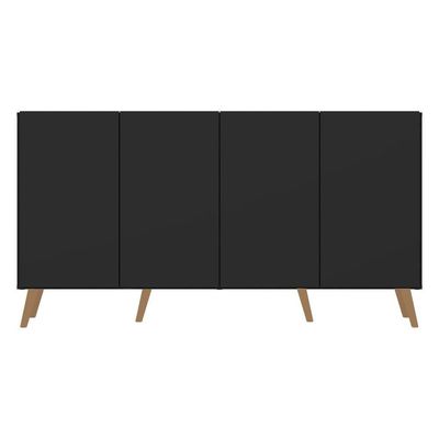 Aparador Buffet 4 Portas Retrô Veneza Multimóveis V3556 Preto/ Preto/