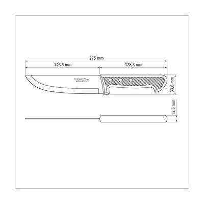 Faca Para Cozinha Tramontina Plenus Com Lamina Em Aço Inox E Cabo De Polipropileno Preto 6"