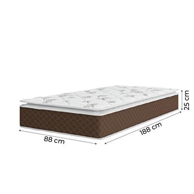 Cama Box Baú Solteiro Colchão Molas Ensacadas Pillow Top Martino 88X188X66Cm Marrom/Branco