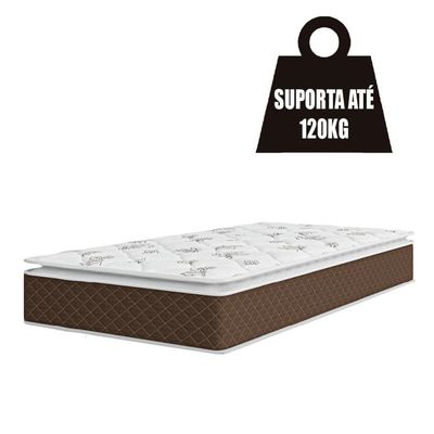 Cama Box Baú Solteiro Colchão Molas Ensacadas Pillow Top Martino 88X188X66Cm Marrom/Branco