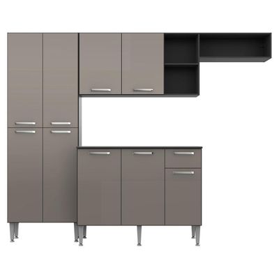 Cozinha Compacta Multimóveis Pequim Fg2933 Preta/lacca Fumê