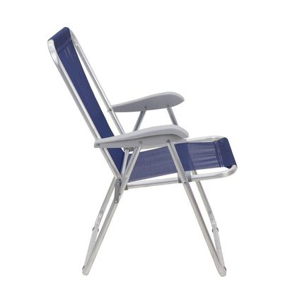Cadeira De Praia Tramontina Creta Master Em Alumínio Com Assento Azul Escuro