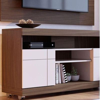 Rack Bancada Yara E Painel Para Tv Maia Nogueira Real Off White - Colibri