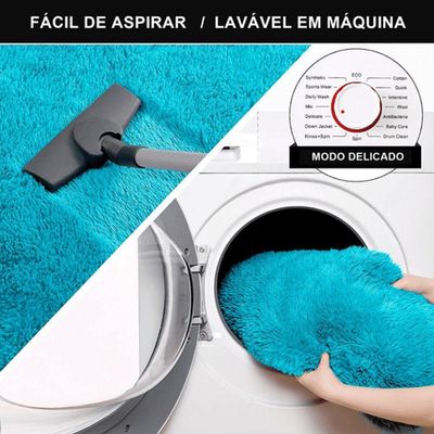 Tapete Sala Felpudo Peludo Turquesa Redondo 200 Cm