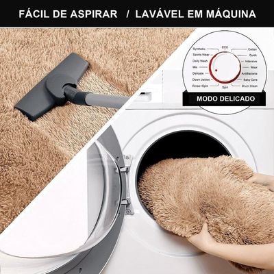 Tapete Sala Felpudo Peludo Bege Redondo 100 Cm