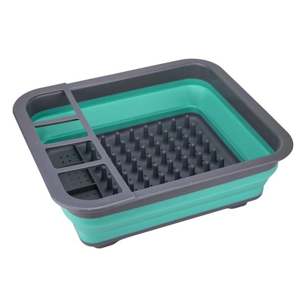 Escorredor de Pratos Casambiente em Plástico e Silicone Dobrável 10 Pratos Cinza e Branco Modelo 1