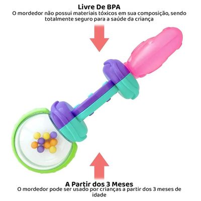 MORDEDOR CHOCALHO RATTLE & TEETHE ROSA E ROXO -BRIGHT STARTS