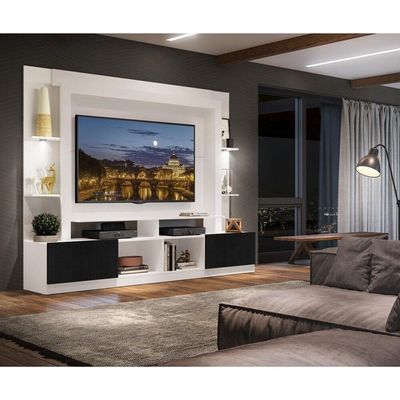 Estante Tv 65" Com Leds Berlim MultimóveisV3392 Branca/Preta