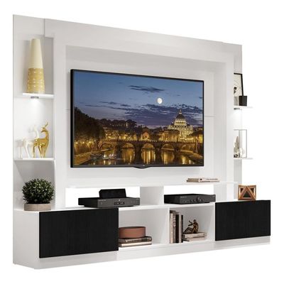 Estante Tv 65" Com Leds Berlim MultimóveisV3392 Branca/Preta