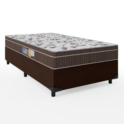 Cama Box Solteiro Colchão Espuma Orthoface Polar 88x188x63cm Marrom - Suporta Até 120kg Marrom