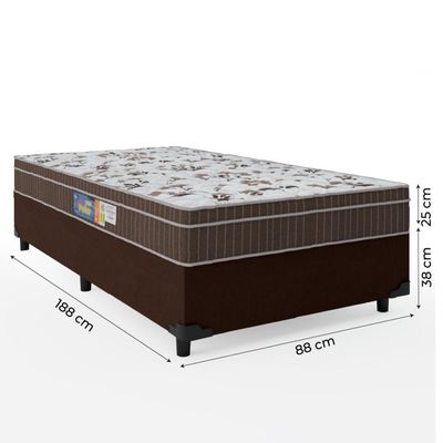 Cama Box Solteiro Colchão Espuma Orthoface Polar 88x188x63cm Marrom - Suporta Até 120kg Marrom