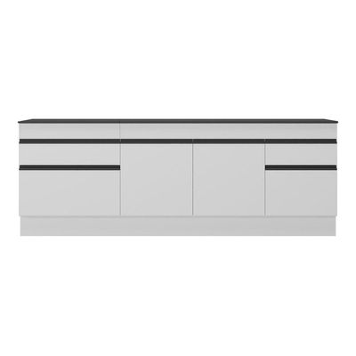 Kit Com 2 Balcões De Cozinha 150cm E 70cm Com Rodapé Veneza Multimóveis V2108 Branco/preto