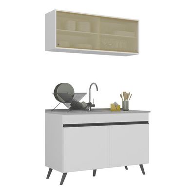 Armário De Compacta 2 Peças Multimóveis Branco/preto