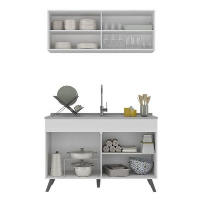 Armário De Compacta 2 Peças Multimóveis Branco/preto