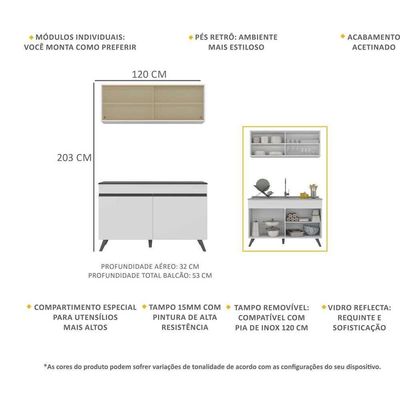 Armário De Compacta 2 Peças Multimóveis Branco/preto