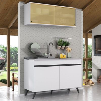 Armário De Compacta 2 Peças Multimóveis Branco/preto