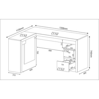 Escrivaninha/Mesa Com 2 Gavetas Cr25032 Preto