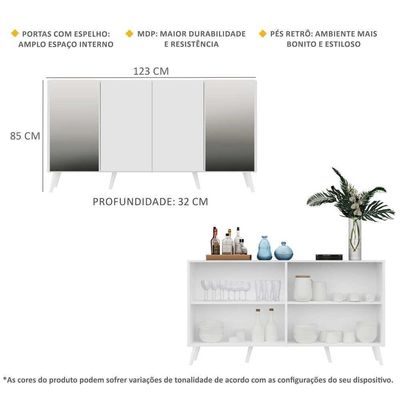 Aparador Buffet 4 Portas Vegas Multimóveis V3562 Branco