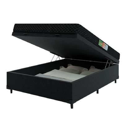Cama Box Baú Casal Colchão Espuma 138x188cm Preto