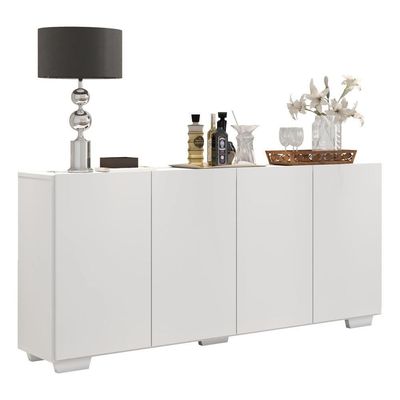 Aparador Buffet 4 Portas Com Pés Quadrados Branco