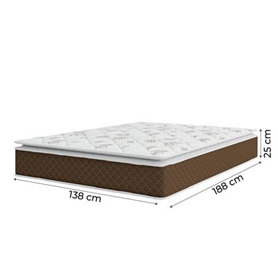 Cama Box Baú Casal Colchão Molas Ensacadas Pillow Top Martino 138X188X66Cm Marrom/Branco