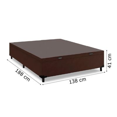 Cama Box Baú Casal 1,38m Altura 41cm Prince Marrom
