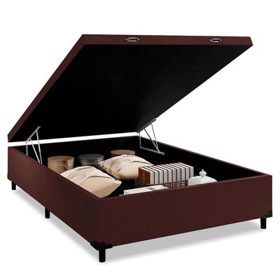 Cama Box Baú Casal 1,38m Altura 41cm Prince Marrom