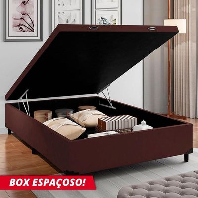 Cama Box Baú Casal 1,38m Altura 41cm Prince Marrom