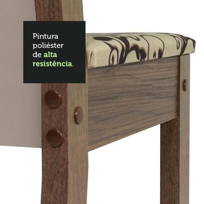 Sala Jantar Mesa Vidro 4 Cadeiras Rustic/crema