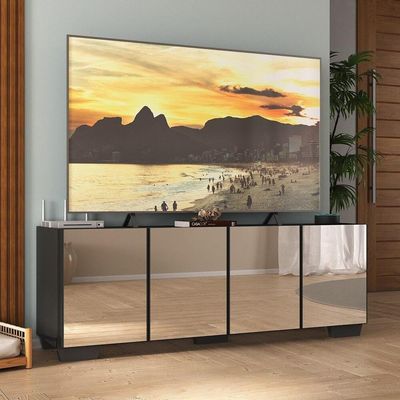 Rack Tv Até 50 Polegadas Com Espelhos Mp1083 Preto Preto