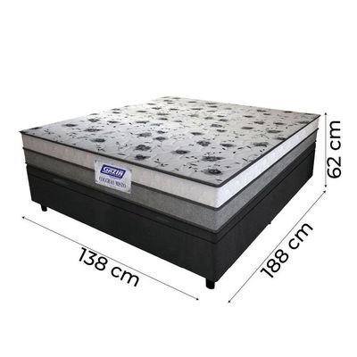 Cama Box Baú Casal Colchão Espuma D33 Fort 138x188x62cm Cinza / Branco Gazin