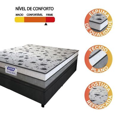 Cama Box Baú Casal Colchão Espuma D33 Fort 138x188x62cm Cinza / Branco Gazin